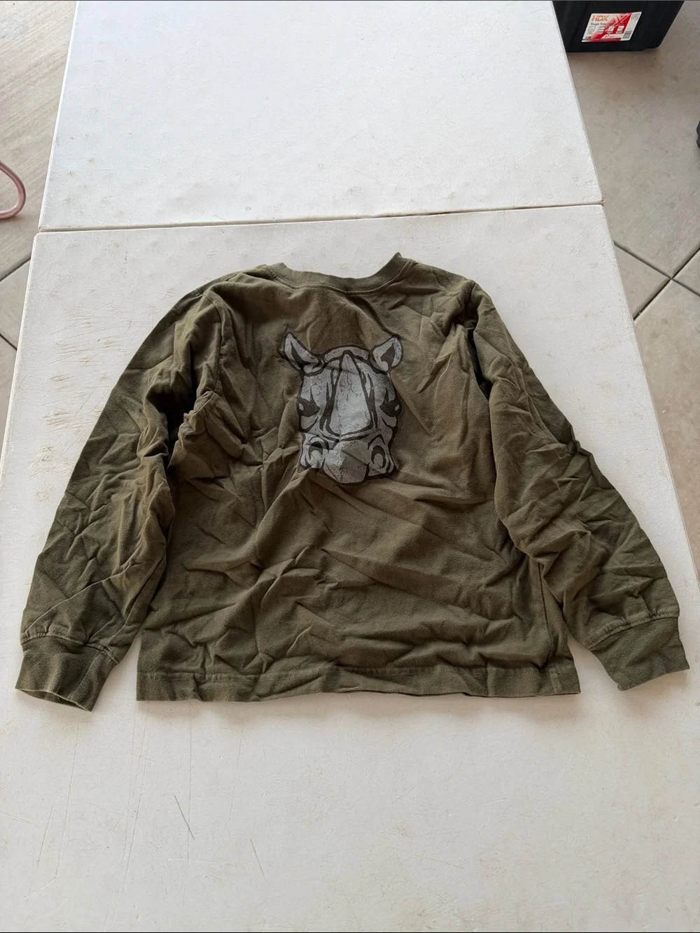 Gymboree Olive Green Long-Sleeve Shirt with Rhino Graphic